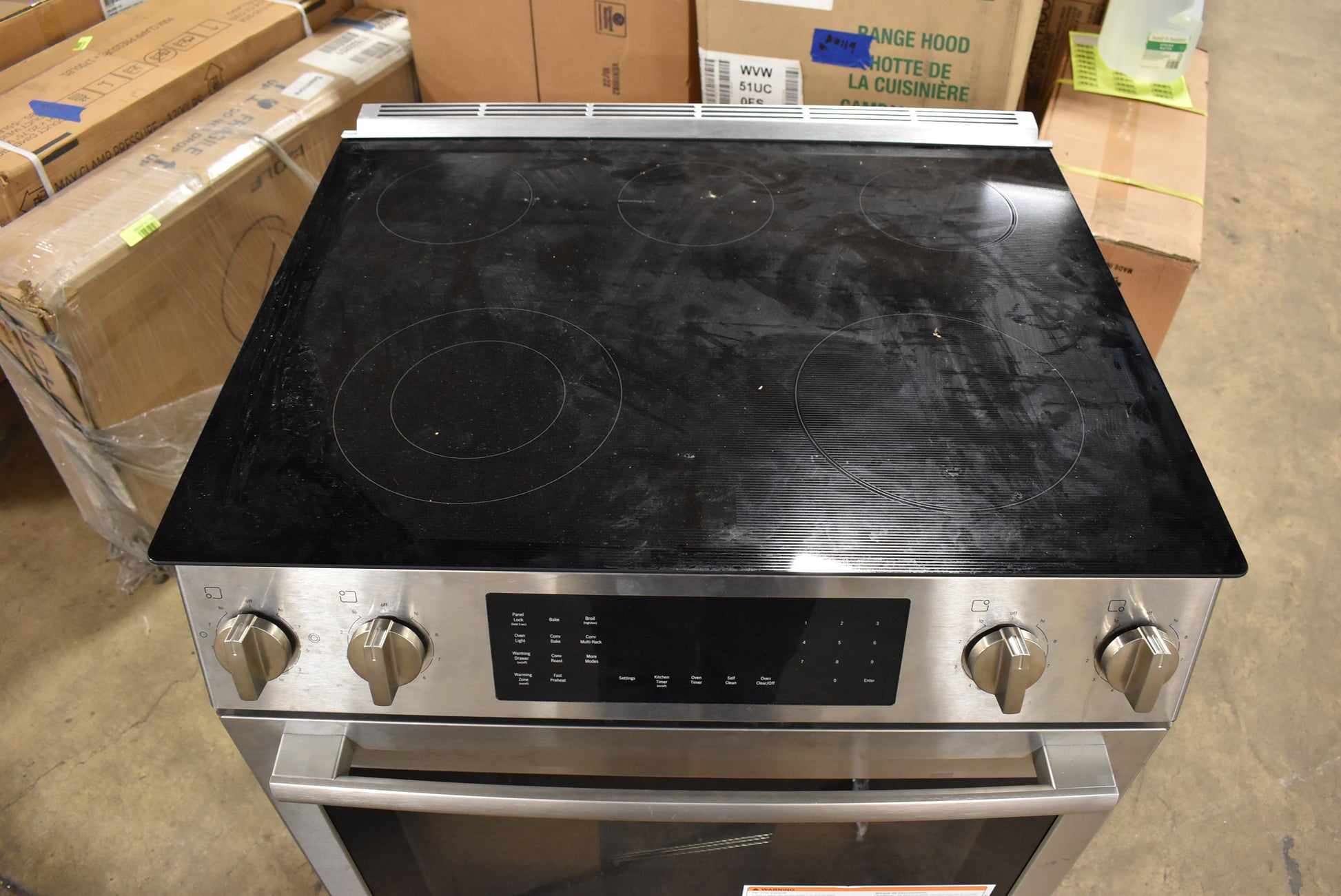Luxury electric range with European Convection and 5 element glass cooktop