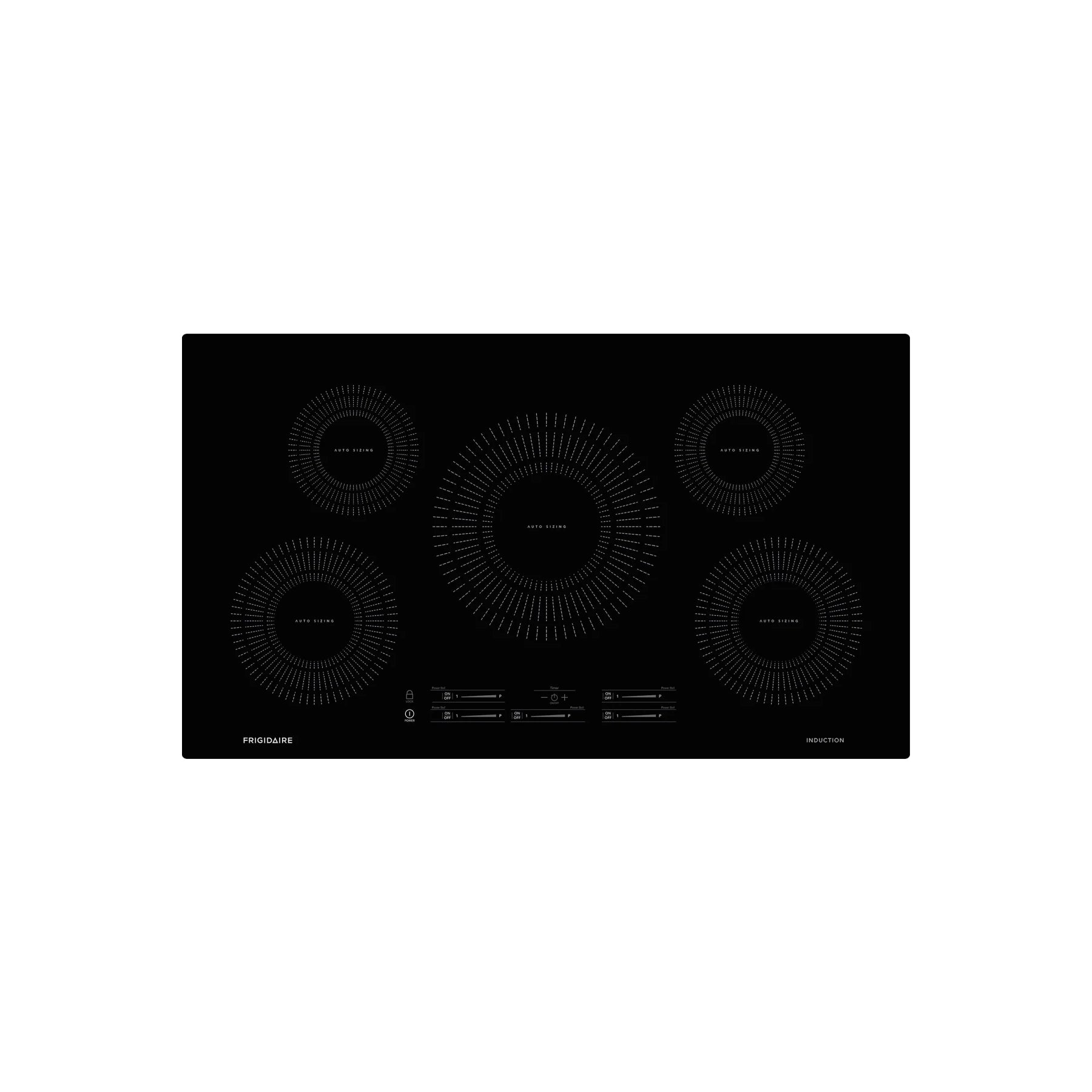 Frigidaire 36 inch black glass induction cooktop with 5 elements
