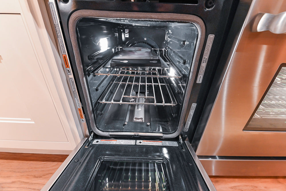 Christopher Peacock Refectory White Kitchen with Wooden Island, Marble Countertops and JennAir Appliances