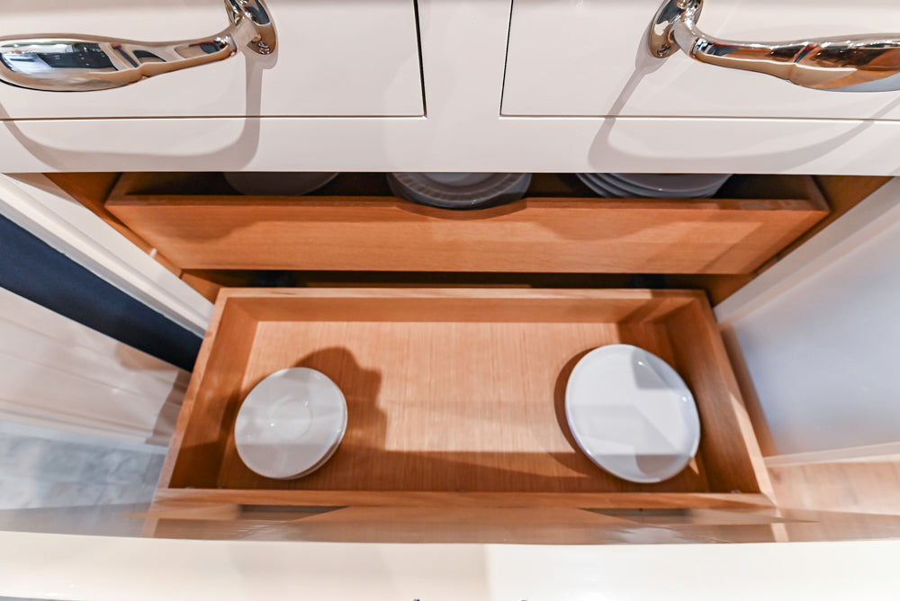 Christopher Peacock Refectory White Kitchen with Wooden Island, Marble Countertops and JennAir Appliances
