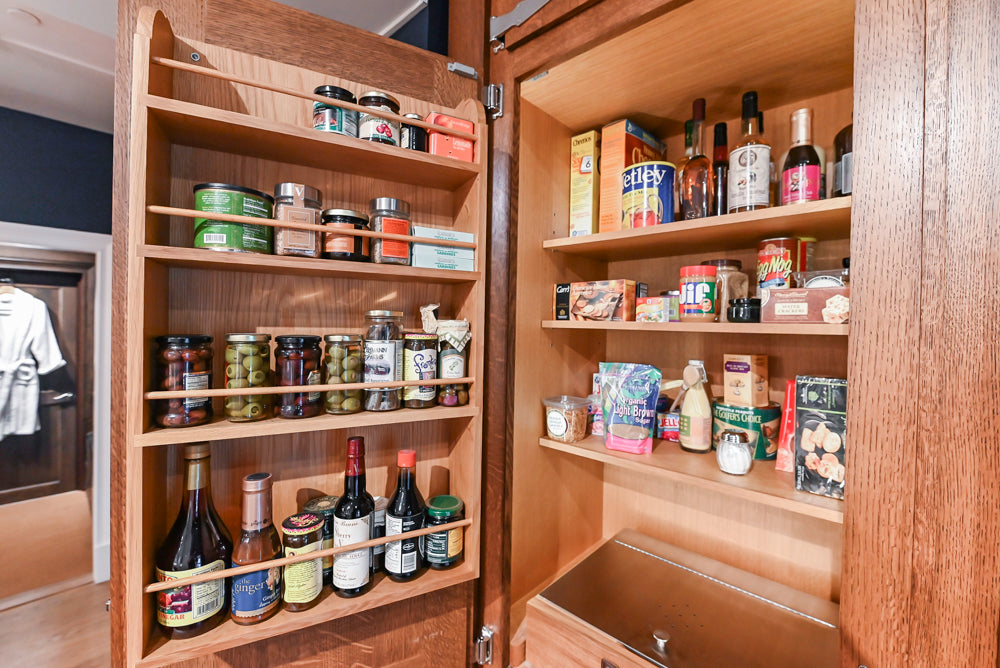 Christopher Peacock Refectory White Kitchen with Wooden Island, Marble Countertops and JennAir Appliances