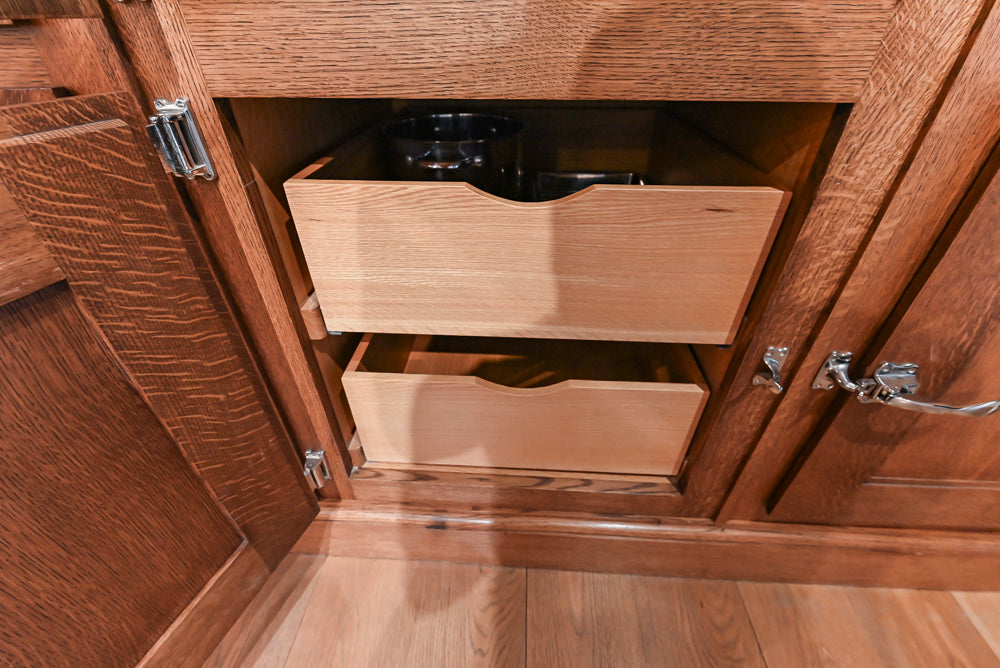 Christopher Peacock Refectory White Kitchen with Wooden Island, Marble Countertops and JennAir Appliances
