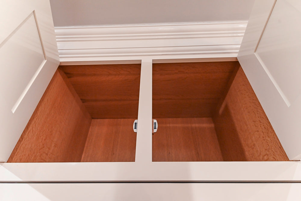 Christopher Peacock Refectory White Kitchen with Wooden Island, Marble Countertops and JennAir Appliances