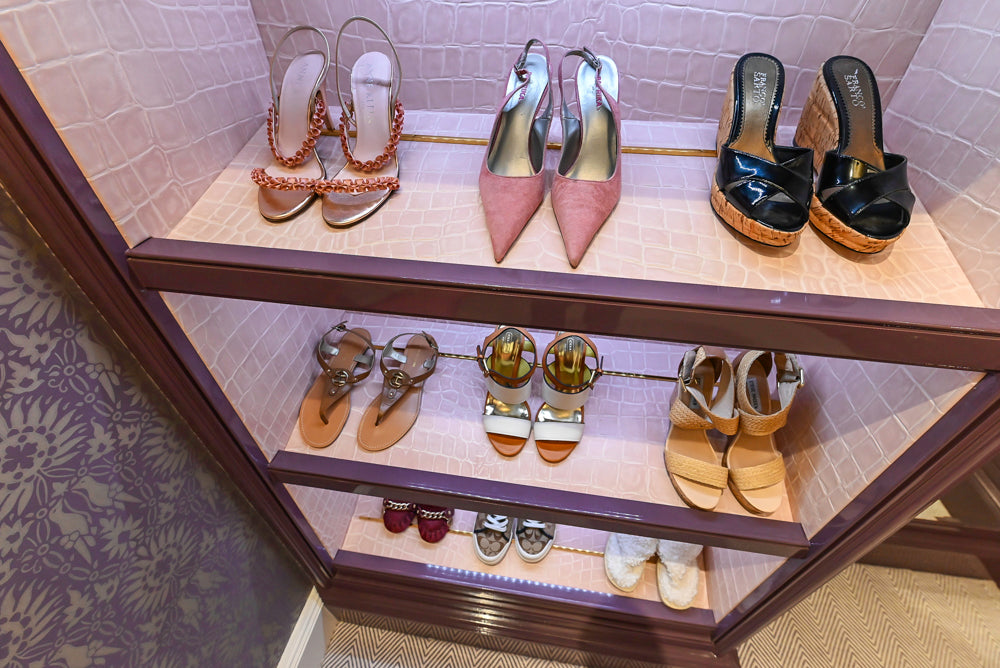 Christopher Peacock Traditional Purple Lacquered and Wooden Wardrobe Closet with Marble Vanity