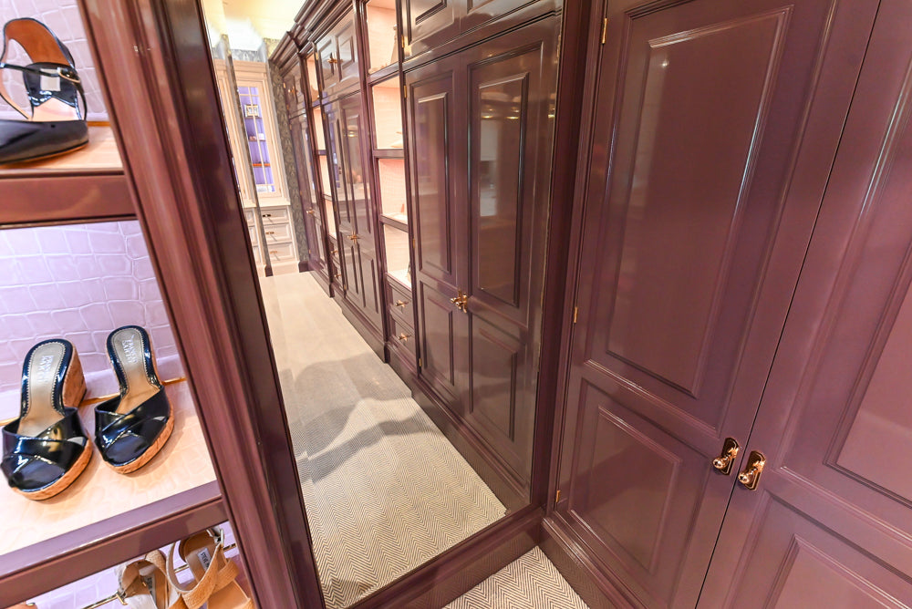 Christopher Peacock Traditional Purple Lacquered and Wooden Wardrobe Closet with Marble Vanity