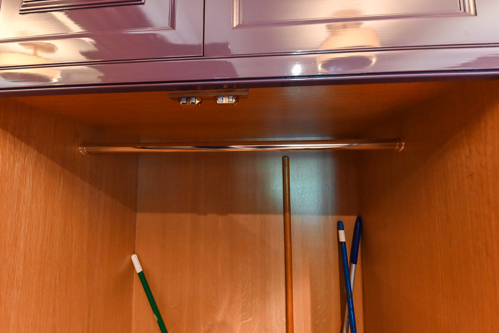 Christopher Peacock Traditional Purple Lacquered and Wooden Wardrobe Closet with Marble Vanity