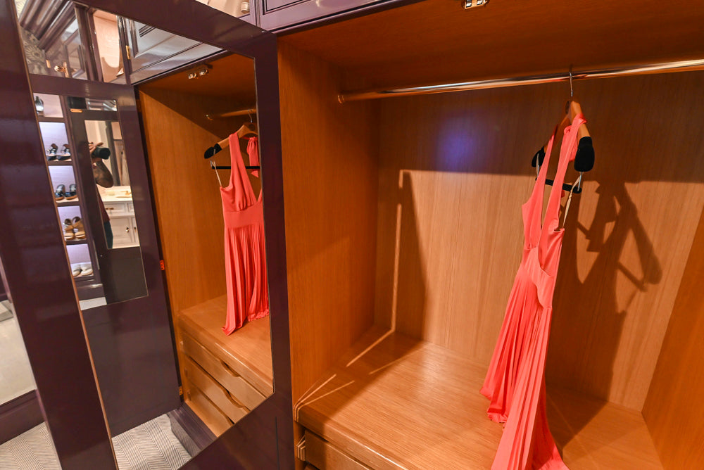 Christopher Peacock Traditional Purple Lacquered and Wooden Wardrobe Closet with Marble Vanity