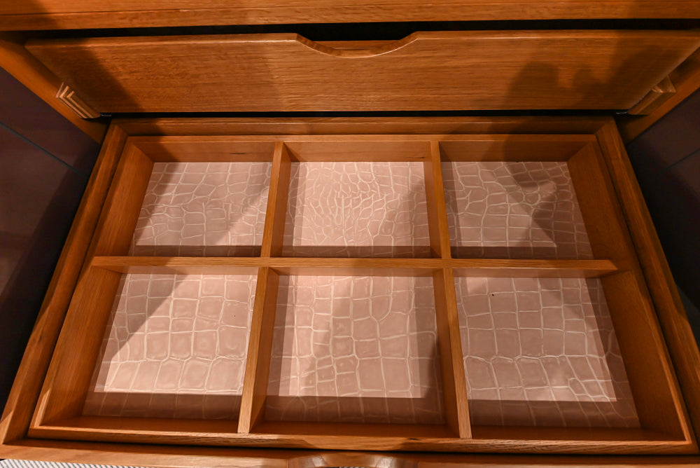 Christopher Peacock Traditional Purple Lacquered and Wooden Wardrobe Closet with Marble Vanity