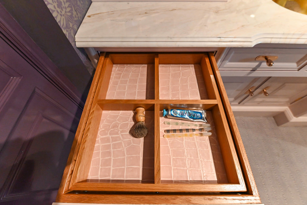 Christopher Peacock Traditional Purple Lacquered and Wooden Wardrobe Closet with Marble Vanity