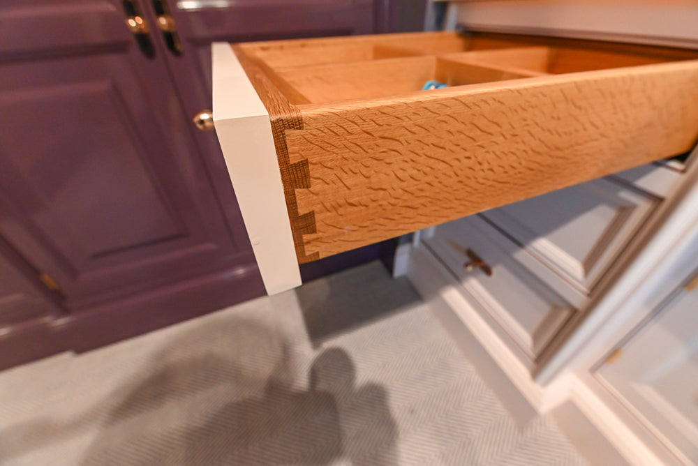 Christopher Peacock Traditional Purple Lacquered and Wooden Wardrobe Closet with Marble Vanity