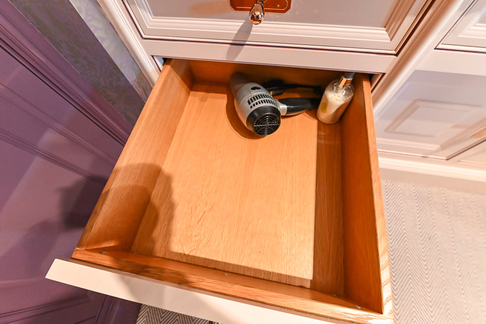 Christopher Peacock Traditional Purple Lacquered and Wooden Wardrobe Closet with Marble Vanity