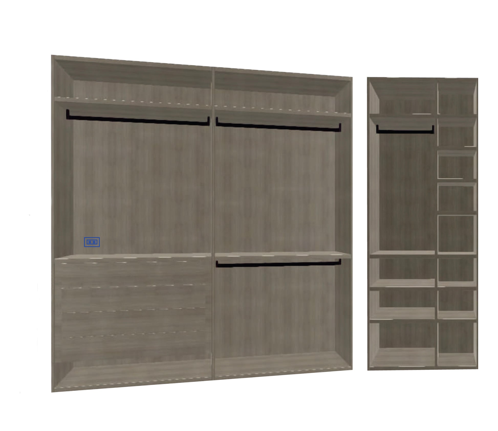 Boffi Antibes Walk-In Bedroom Closet with Melamine Elm Doors