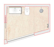 Boffi Simple Full Guest Bathroom with Lasertmat Arizon Beige Finish and Cristalplant White Counters