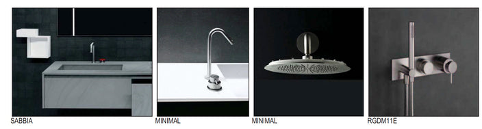 Boffi Free Zone Full Guest Bathroom with Xilowood Planked Sand Finish and Cristalplant Countertop