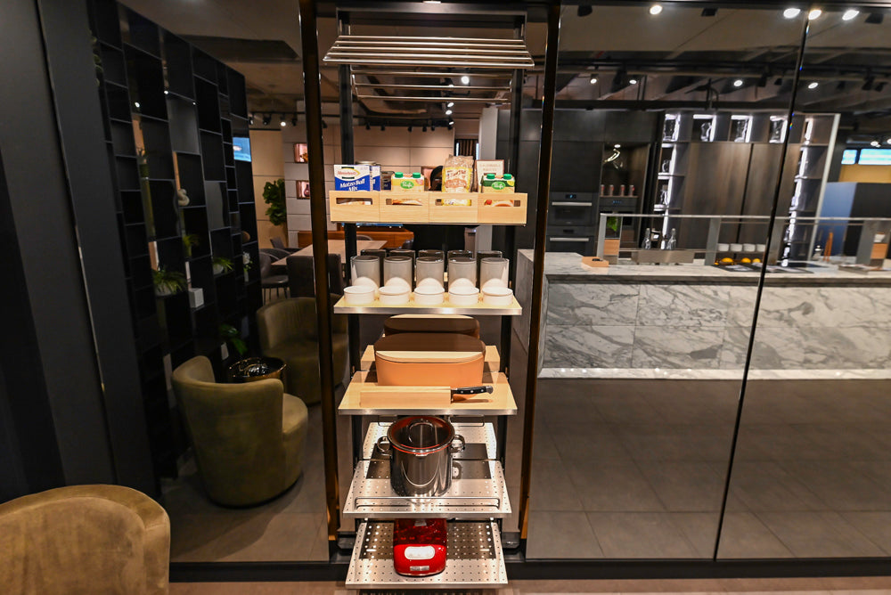 eggersmann USA Work's Glass Paneled Kitchen Storage Display