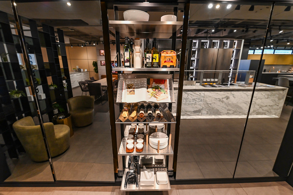 eggersmann USA Work's Glass Paneled Kitchen Storage Display