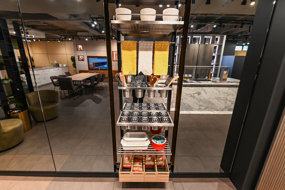 eggersmann USA Work's Glass Paneled Kitchen Storage Display