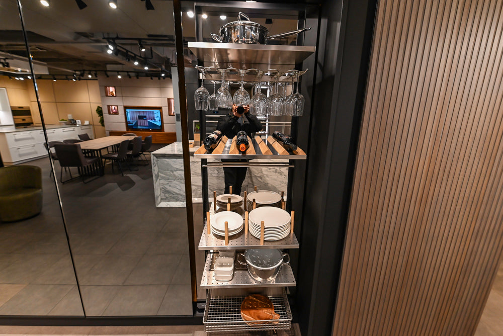 eggersmann USA Work's Glass Paneled Kitchen Storage Display