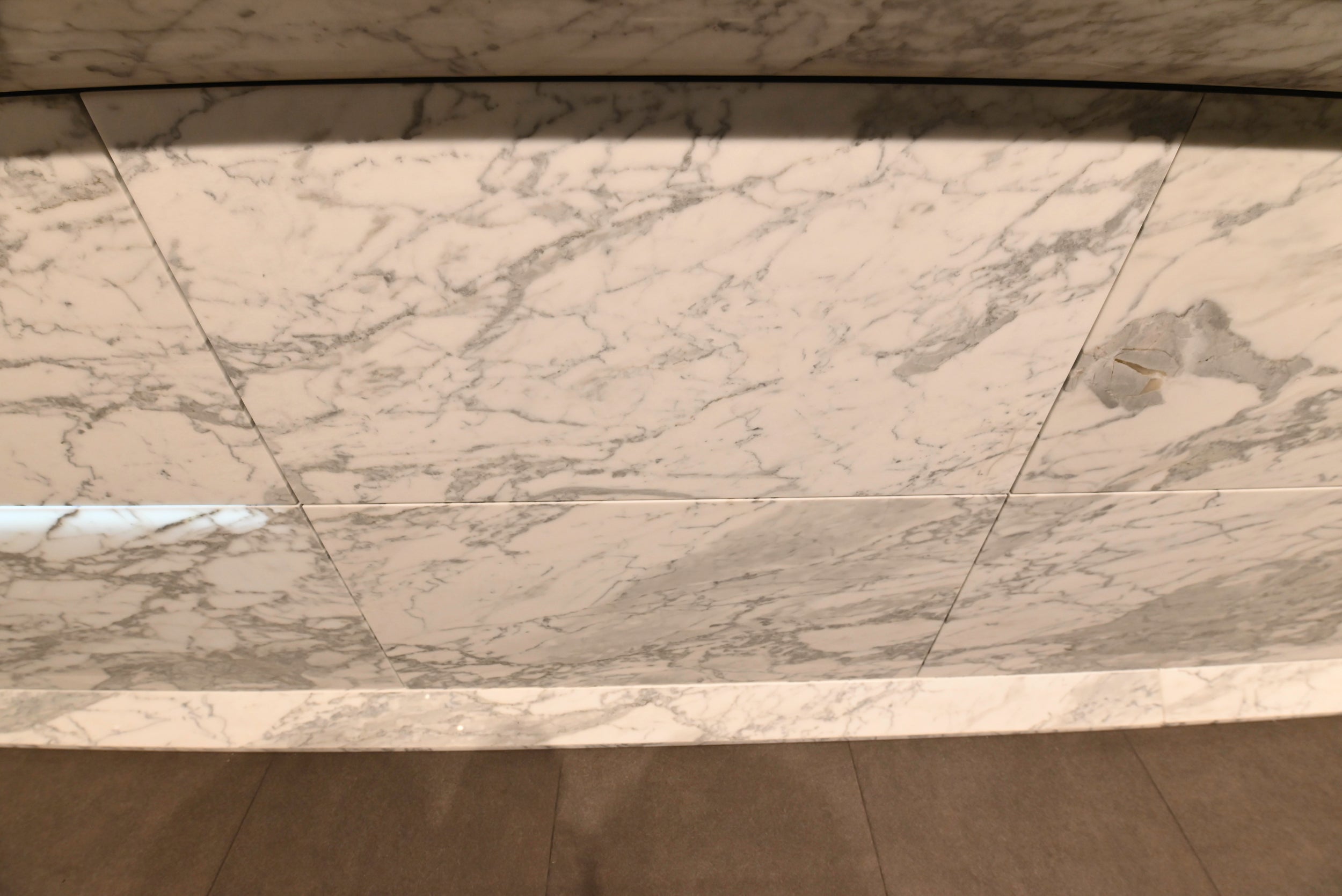 eggersmann Chablis Vintage Oak & Steel Grey Modern Kitchen with Arabescato Waterfall Island and Miele Appliance Suite