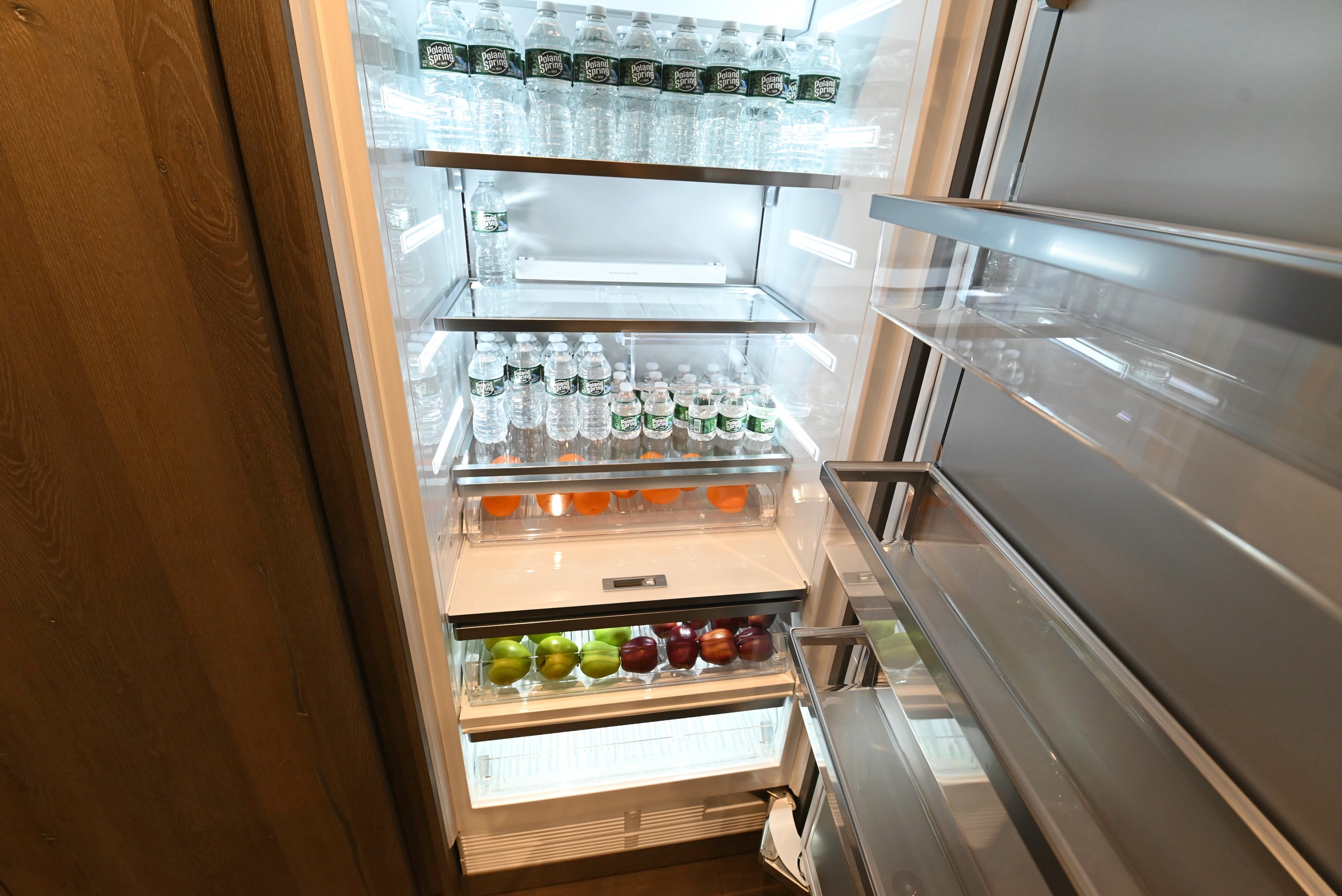 eggersmann Chablis Vintage Oak & Steel Grey Modern Kitchen with Arabescato Waterfall Island and Miele Appliance Suite