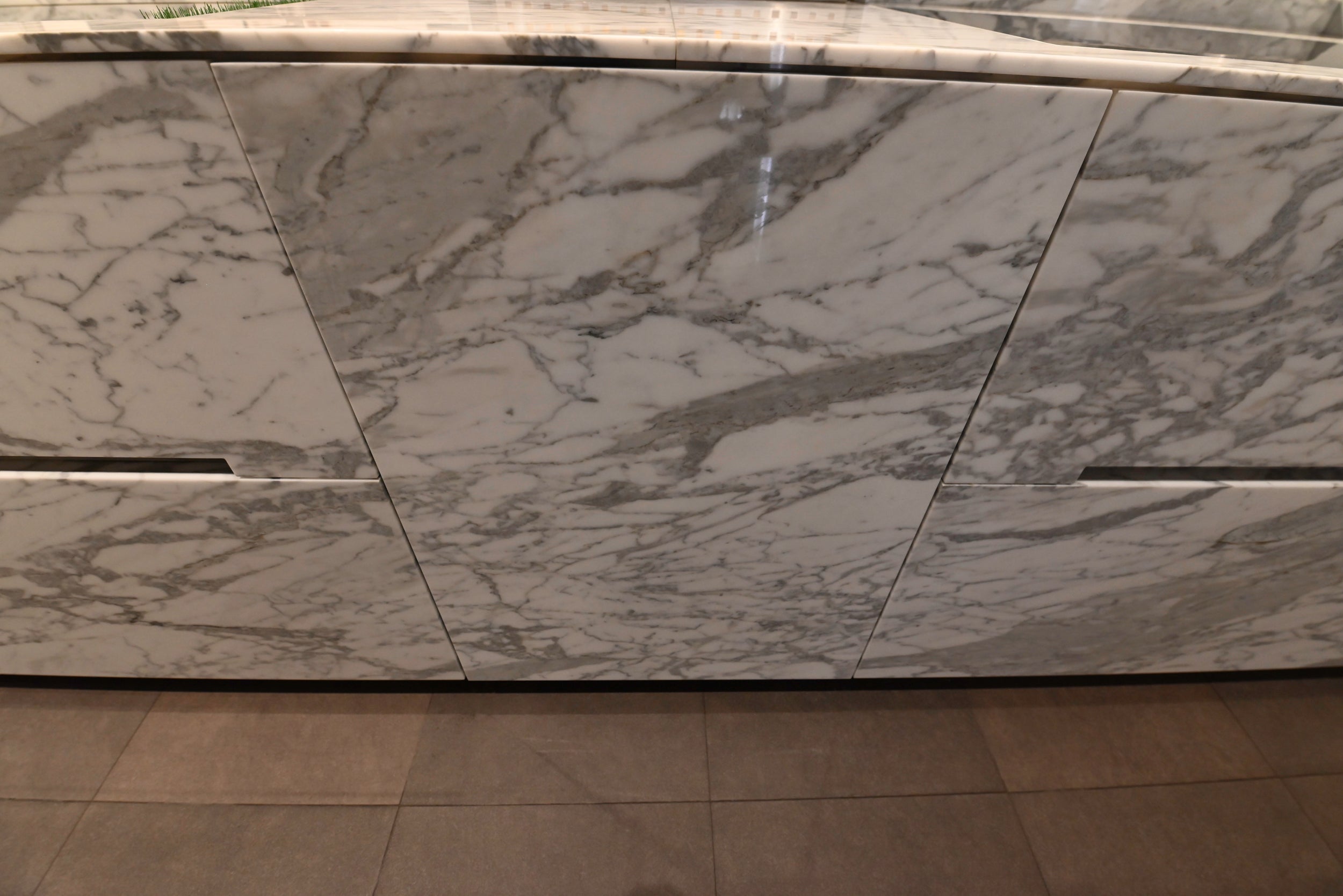 eggersmann Chablis Vintage Oak & Steel Grey Modern Kitchen with Arabescato Waterfall Island and Miele Appliance Suite