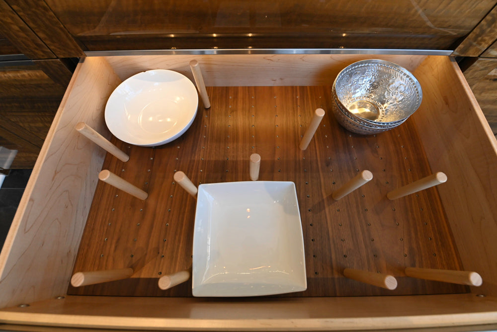 Premier Custom-Built Modern High-Gloss Wood Veneer Wet Bar with Sink & Faucet