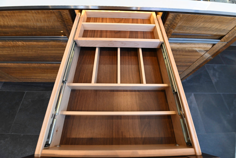 Premier Custom-Built Modern High-Gloss Wood Veneer Wet Bar with Sink & Faucet