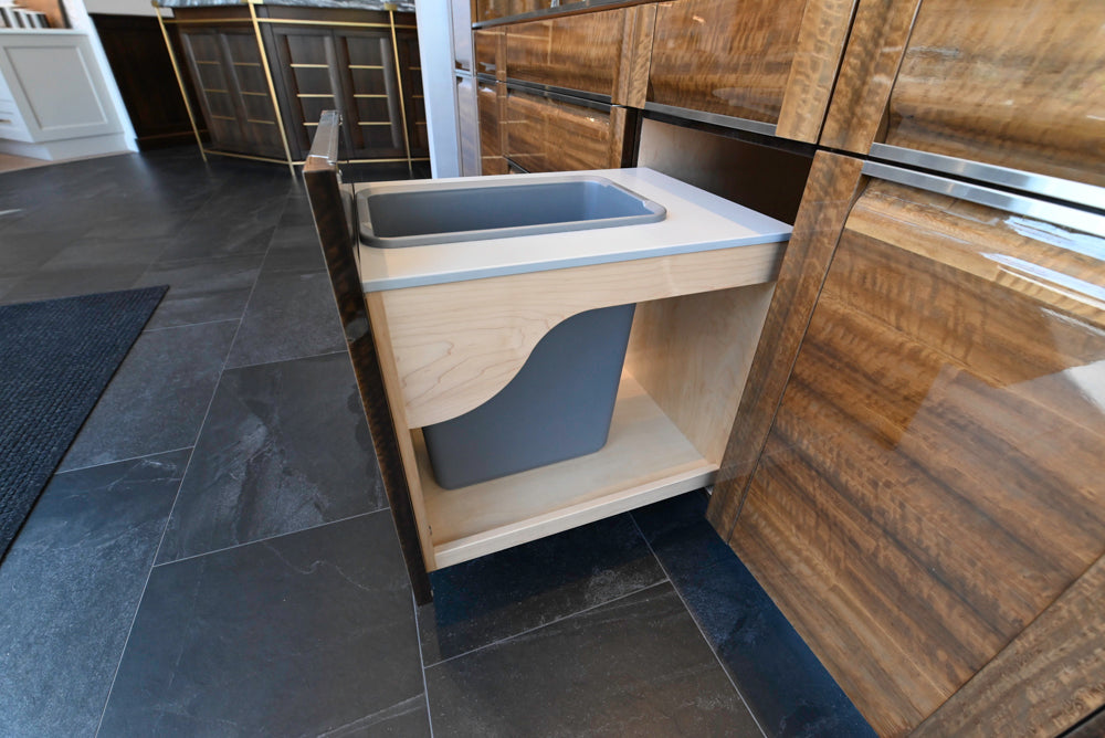 Premier Custom-Built Modern High-Gloss Wood Veneer Wet Bar with Sink & Faucet