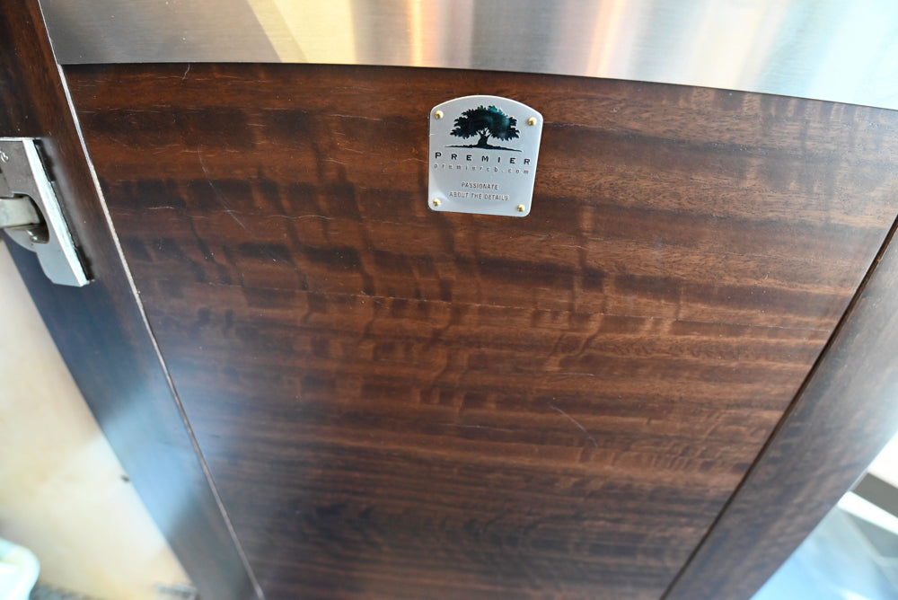 Premier Custom-Built Modern High-Gloss Wood Veneer Wet Bar with Sink & Faucet