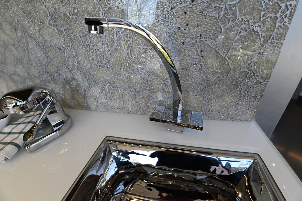 Premier Custom-Built Modern High-Gloss Wood Veneer Wet Bar with Sink & Faucet