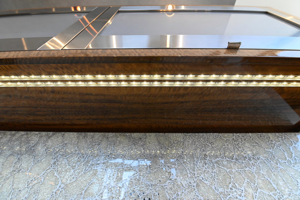 Premier Custom-Built Modern High-Gloss Wood Veneer Wet Bar with Sink & Faucet