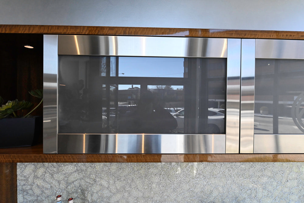 Premier Custom-Built Modern High-Gloss Wood Veneer Wet Bar with Sink & Faucet