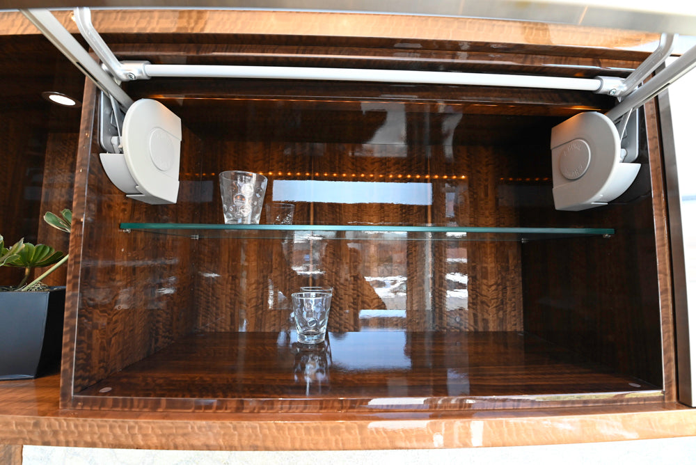 Premier Custom-Built Modern High-Gloss Wood Veneer Wet Bar with Sink & Faucet