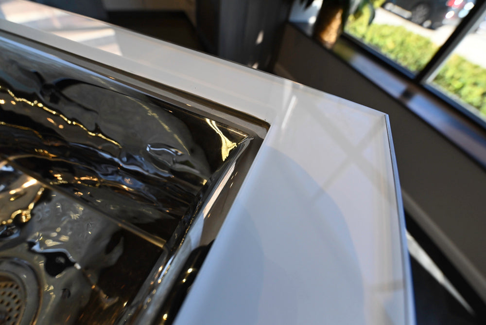 Premier Custom-Built Modern High-Gloss Wood Veneer Wet Bar with Sink & Faucet