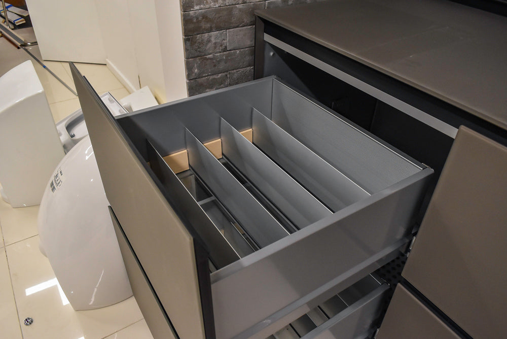 Valcucine Modern Minimalist Brown Toned Kitchen with Glass Countertops