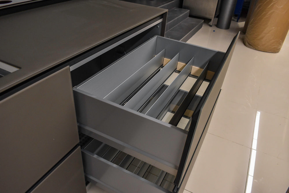 Valcucine Modern Minimalist Brown Toned Kitchen with Glass Countertops