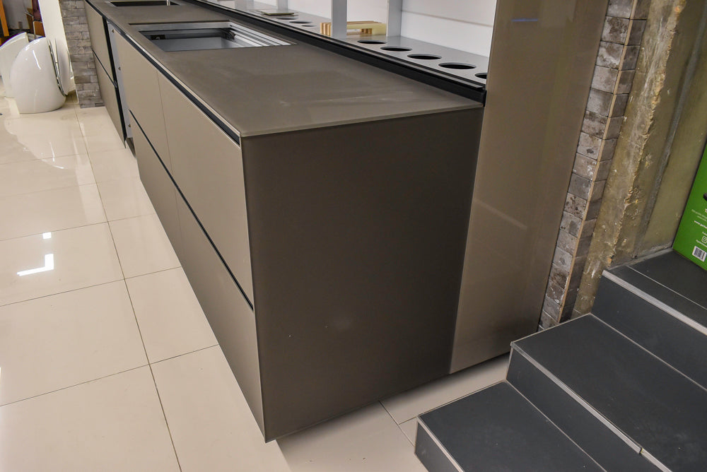 Valcucine Modern Minimalist Brown Toned Kitchen with Glass Countertops