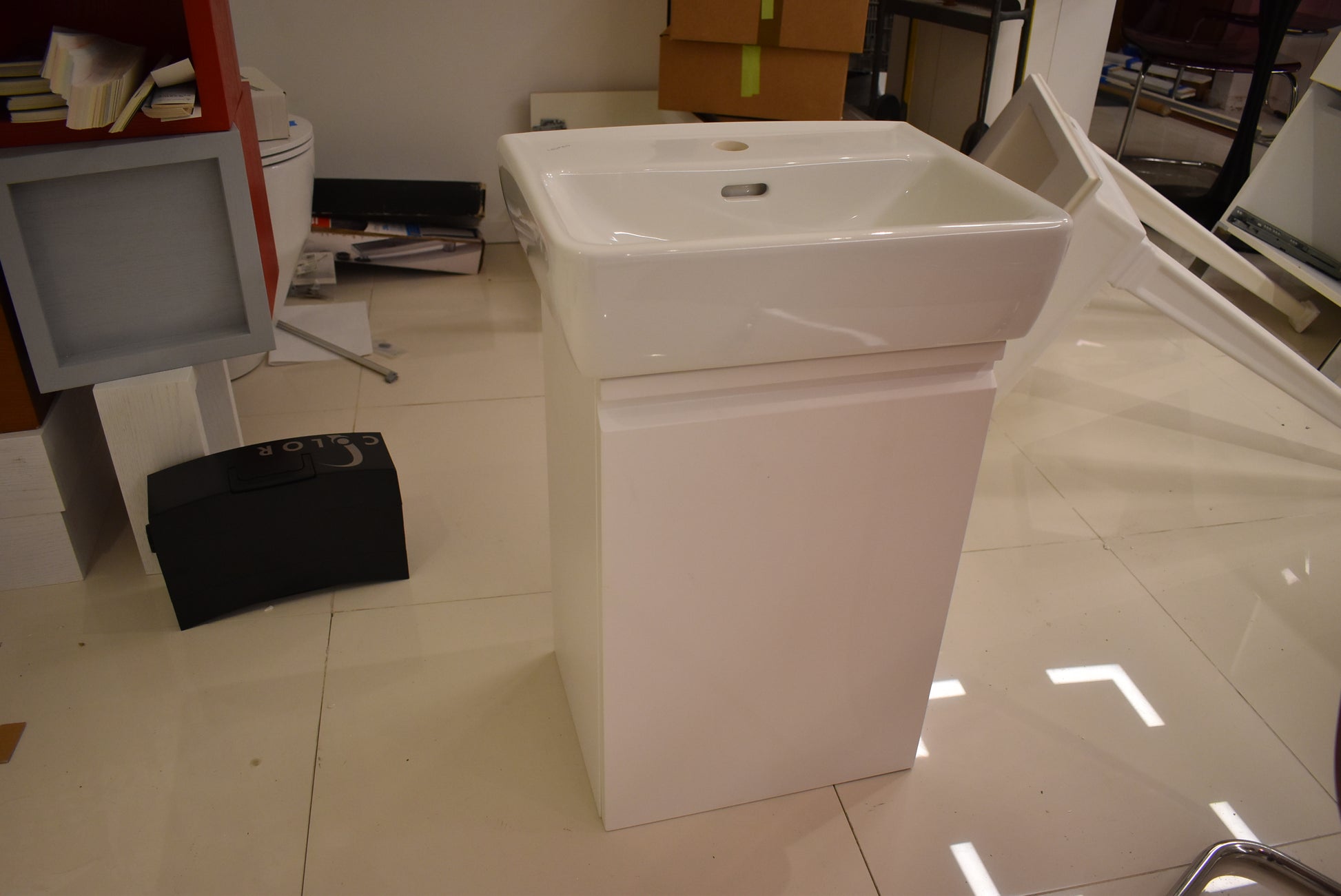 Laufen Pro S 18" White Rectangle Wall Mount Vanity Sink with Storage