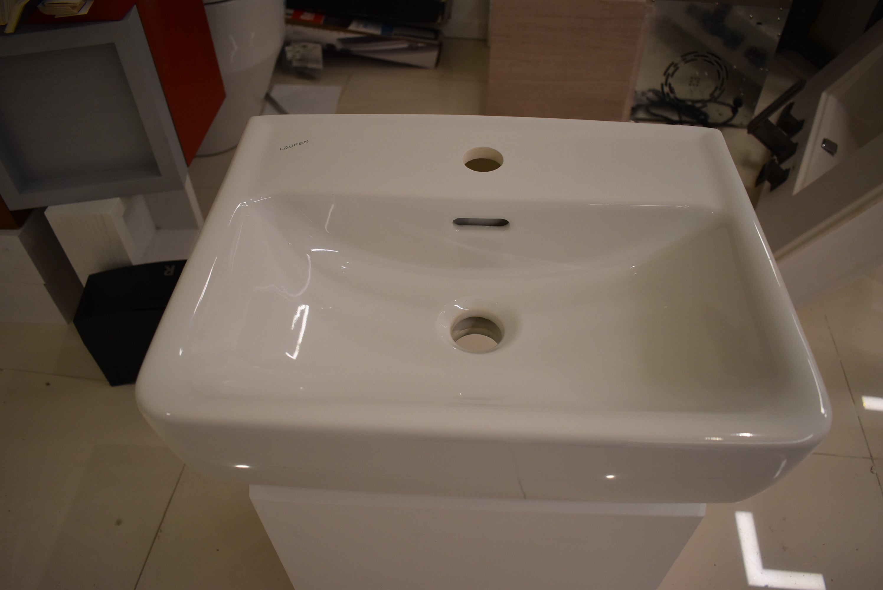 Laufen Pro S 18" White Rectangle Wall Mount Vanity Sink with Storage