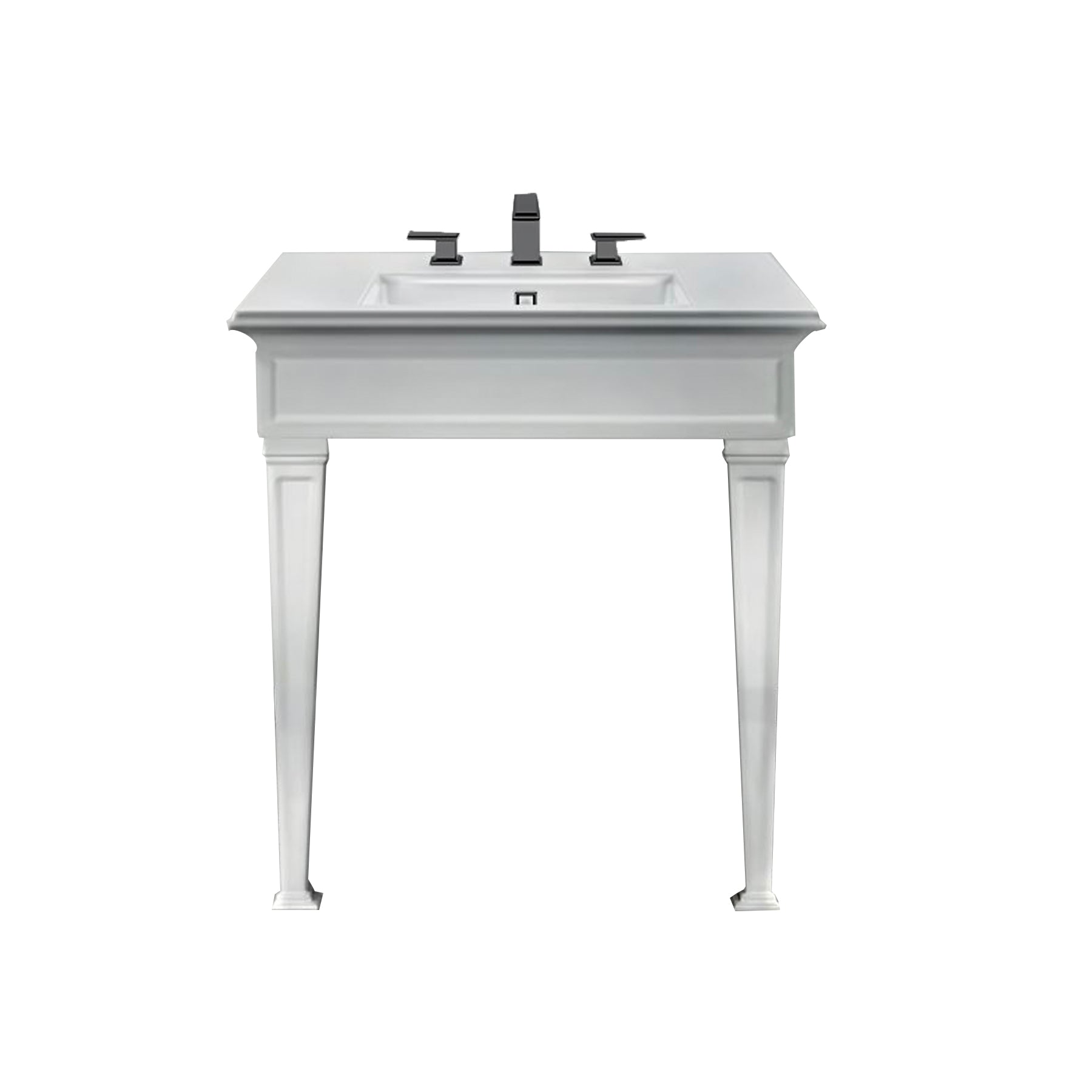 Gessi Fascino 35" White Rectangle Wall Mount Vanity Sink with Faucet