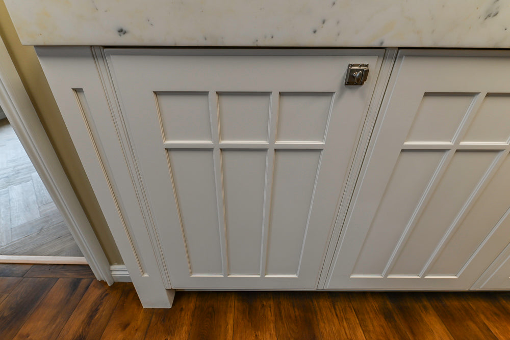 Downsview Traditional White Kitchen with White Marble Countertops