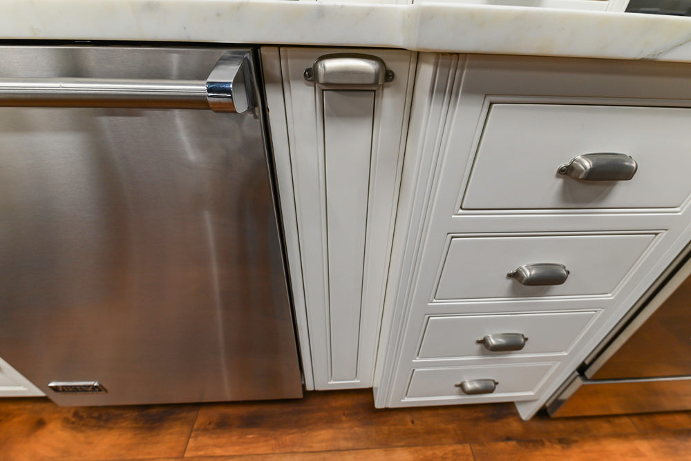 Downsview Traditional White Kitchen with White Marble Countertops