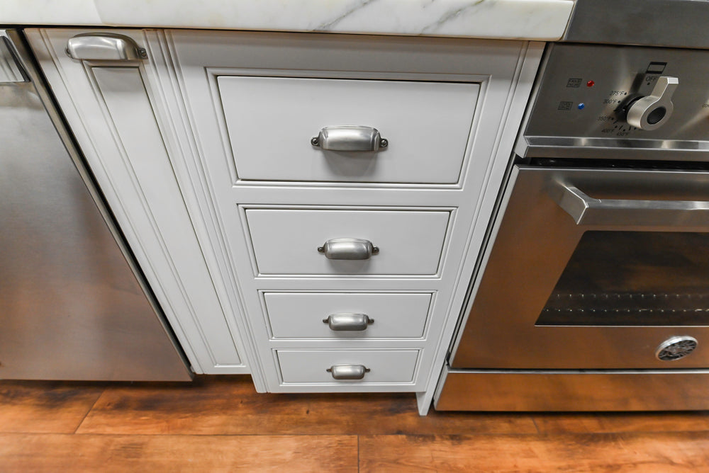 Downsview Traditional White Kitchen with White Marble Countertops