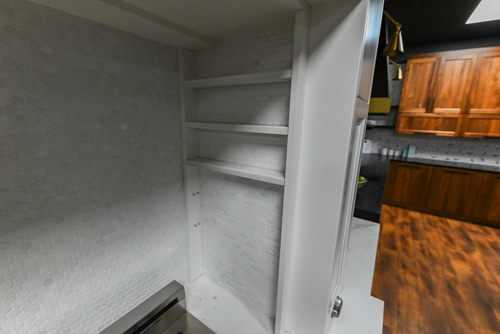 Downsview Traditional White Kitchen with White Marble Countertops