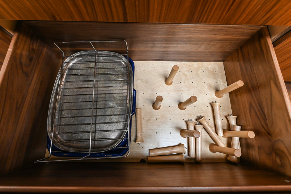 Showplace Walnut Mid-Century Modern Kitchen with Stone Countertops