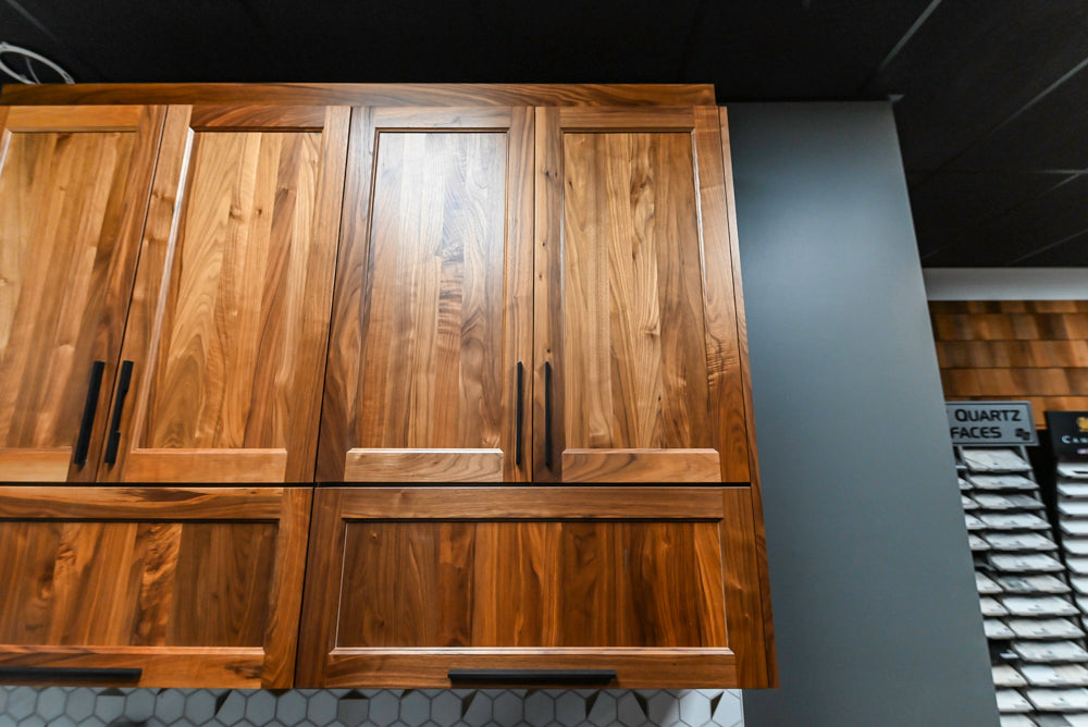 Showplace Walnut Mid-Century Modern Kitchen with Stone Countertops