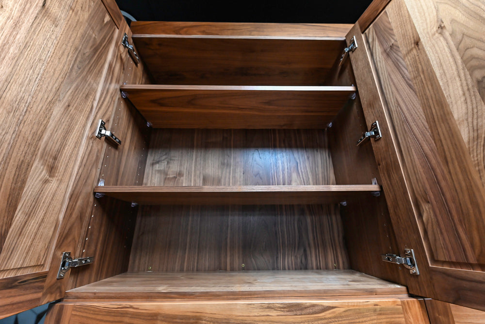 Showplace Walnut Mid-Century Modern Kitchen with Stone Countertops