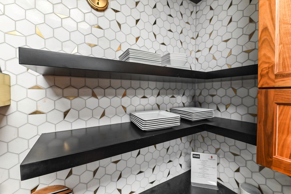 Showplace Walnut Mid-Century Modern Kitchen with Stone Countertops