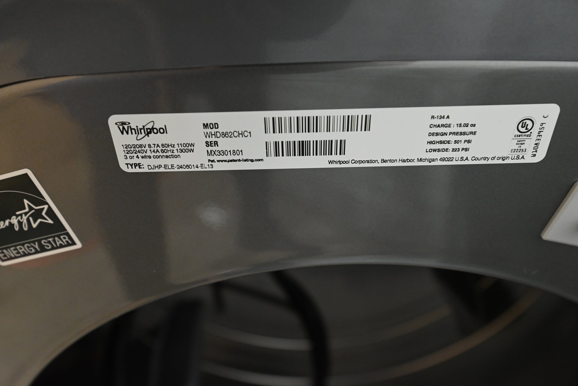 Whirlpool WHD862CHC 27" Gray Front Load Electric Dryer