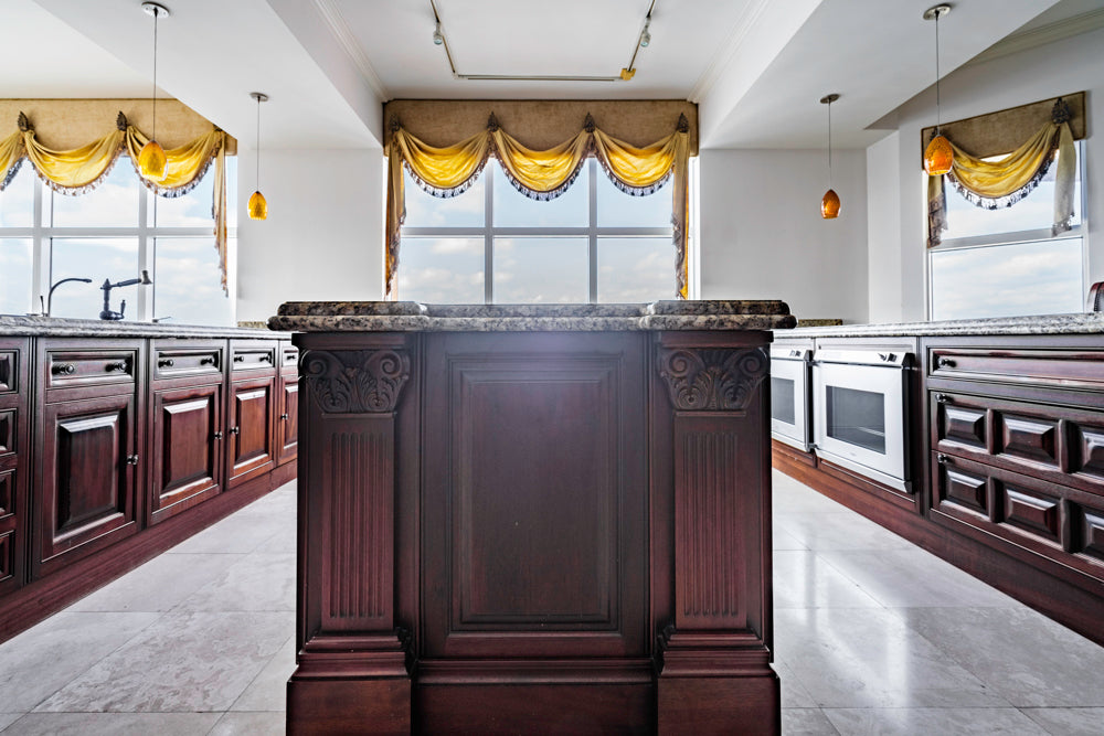 Clive Christian Regency Style Traditional Mahogany Kitchen with Granite Countertops & Gaggenau Appliances